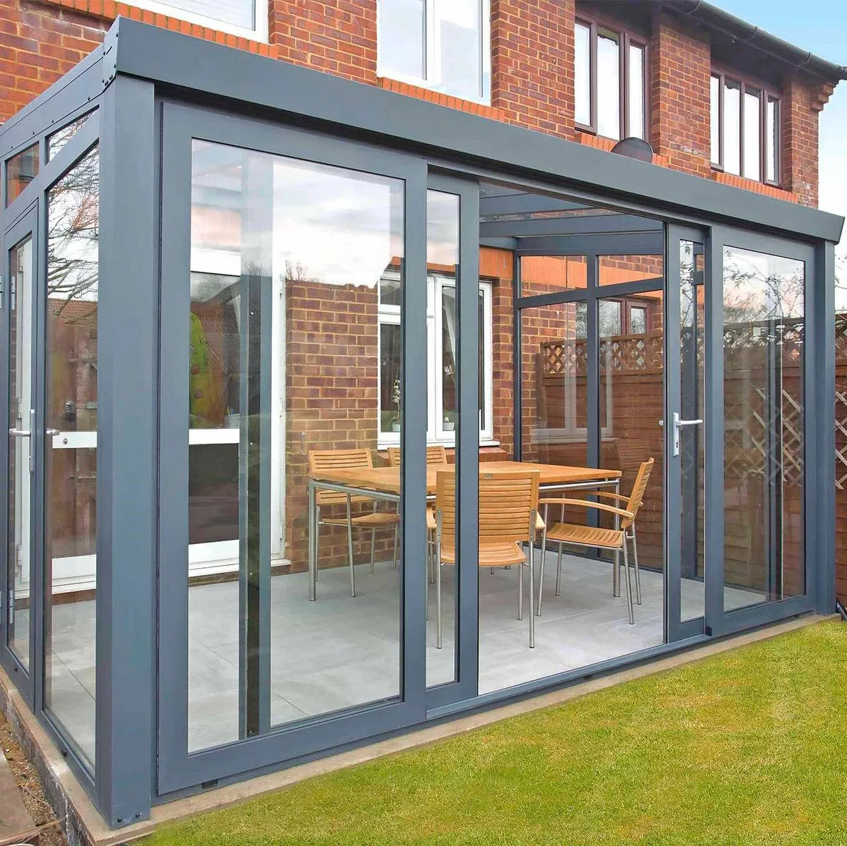 Prefab Glass Garden House Lean to Roof Sunroom with Aluminum Extrusion Profile