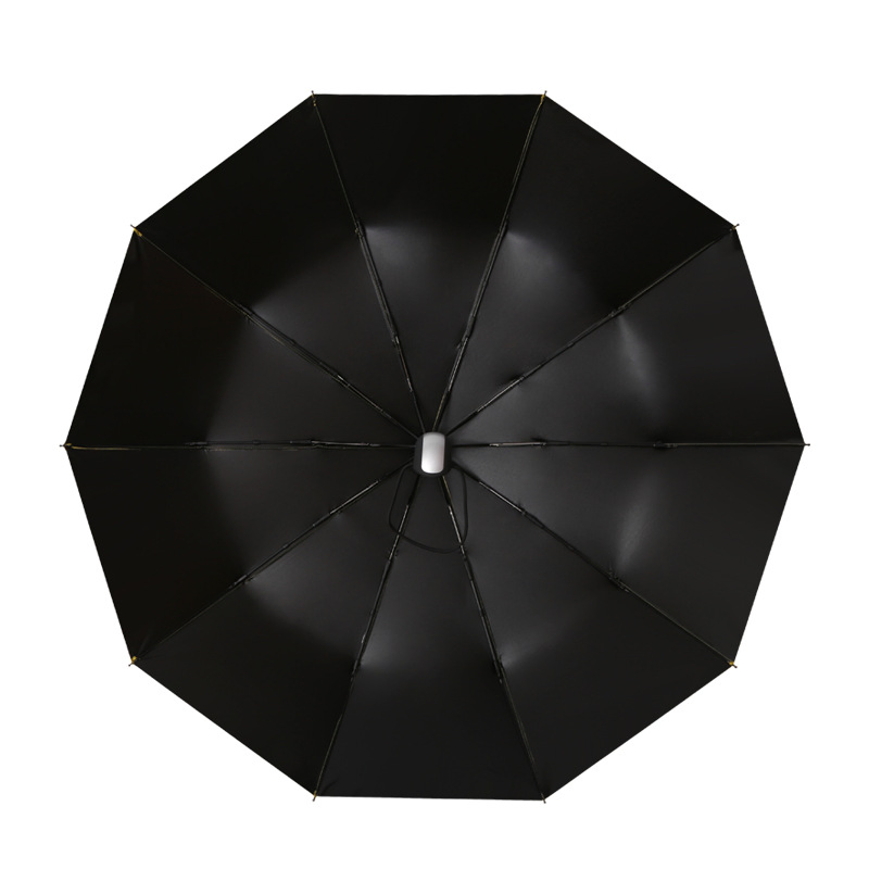 Elegant 3 Fold Waterproof Umbrella with Durable Wood Handle Design