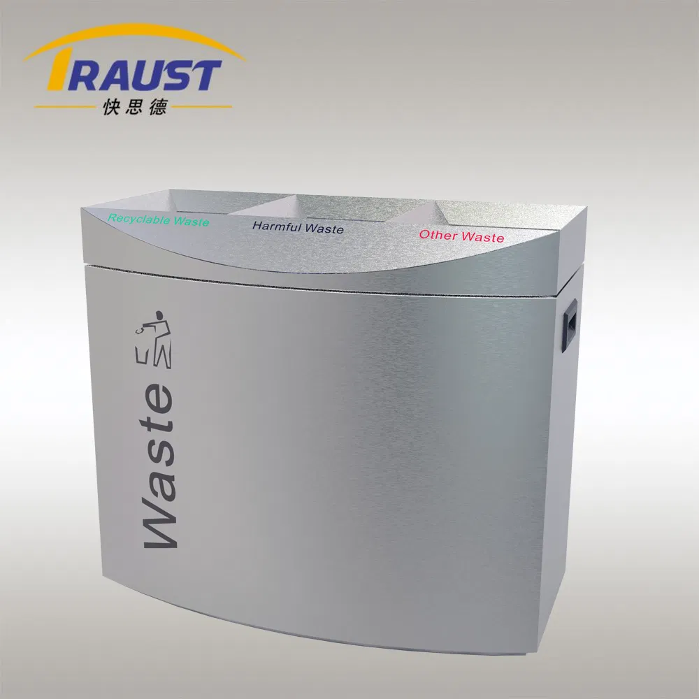 3 in 1 Triple Multi Compartment Indoor Public Stainless Steel Dustbin Trash Can Litter Garbage Bin Waste Receptacle Factory Manufacturer Supplier Recycling Bin