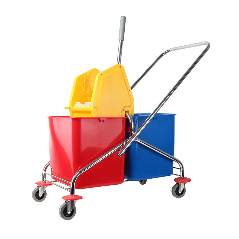 B-043b Side-Press Double Mop Wringer Trolley Mop Bucket