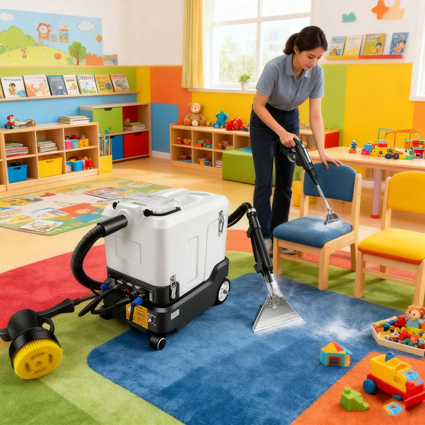 Heated Carpet Washing Cleaner Machine Extractor Injector Steam Vacuum Cleaner for Carpet Sofa Dust Mite Removal