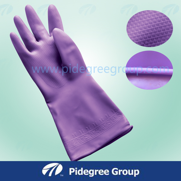 Colorful Flock Lined Latex Coated Rubber Work Household Gloves