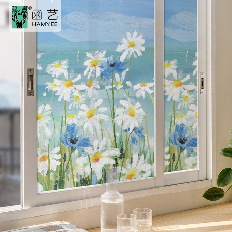 Customized Printing Flower Static Cling Privacy Glass Window Film Decorative