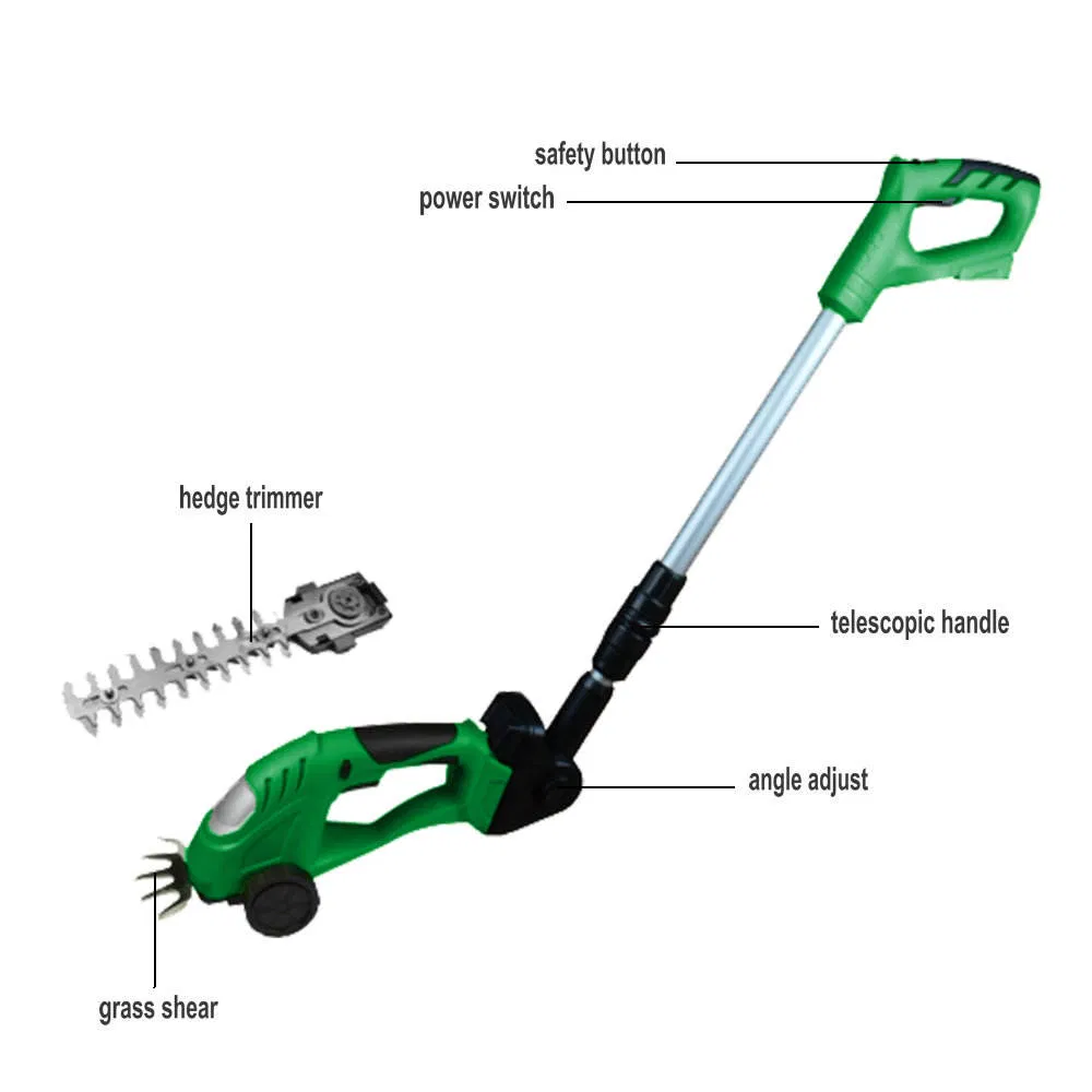 2 in 1 Cordless Battery Power Hedge Trimmer Bush Grass Shear Shrub Hedge Trimmer with Extension Pole