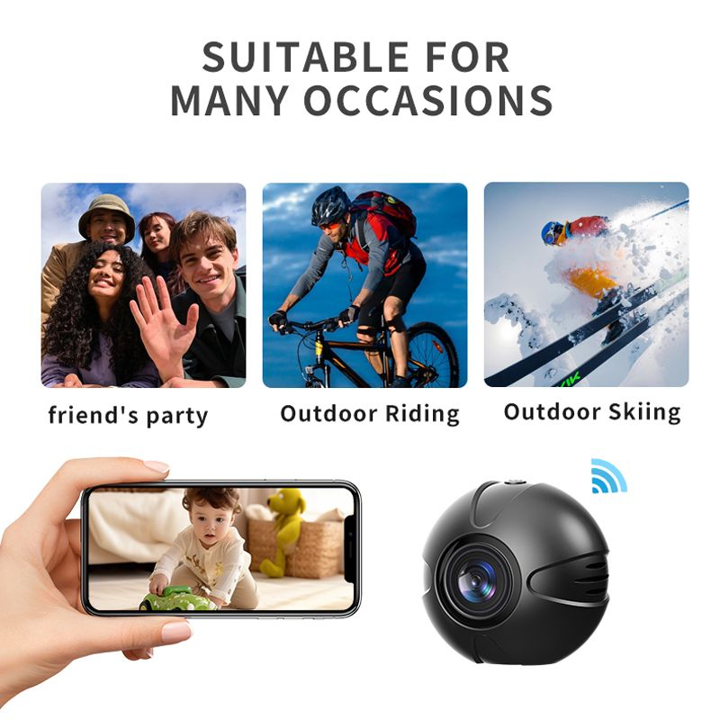 Mini Surveillance X3 Cameras Wireless WiFi Small Camera HD Smallest WiFi Night Vision with Battery 1080P Spherical Camera