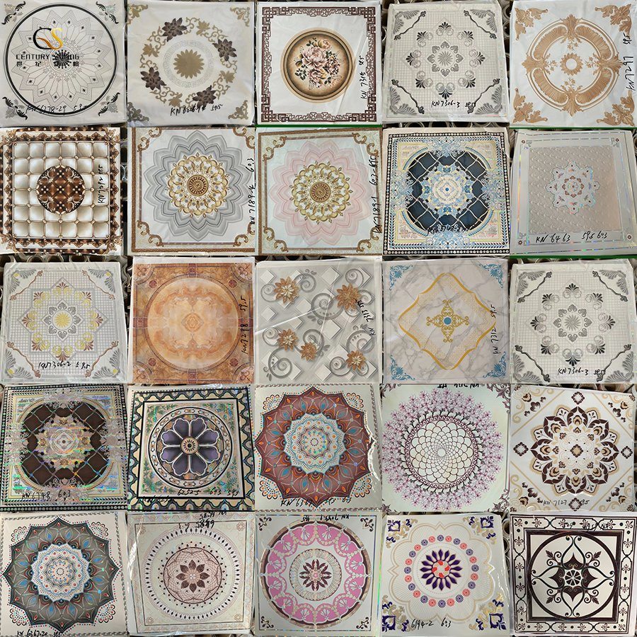 Hot Sale Decorative Board 595/603*595/603 mm Moisture Proof Indoor Gypsum Plastic Material PVC Indoor Ceiling