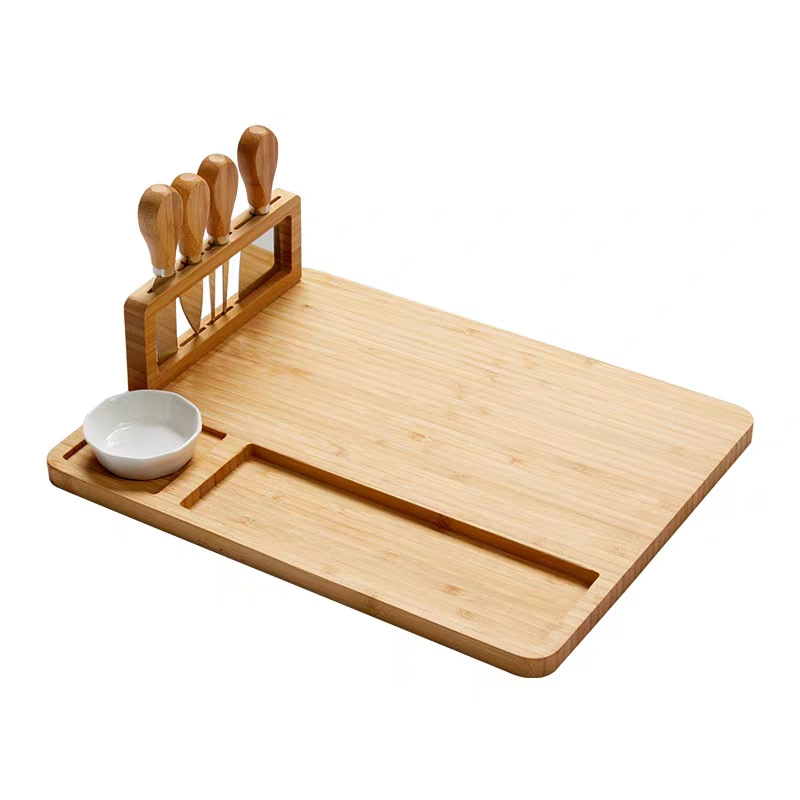 Bamboo Cheese Board with Tools Butter Knife Set