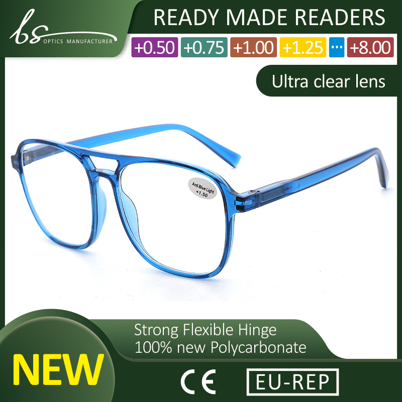 Oversized New Presbyopia Men's Reading Glasses with CE and Spring Hinge