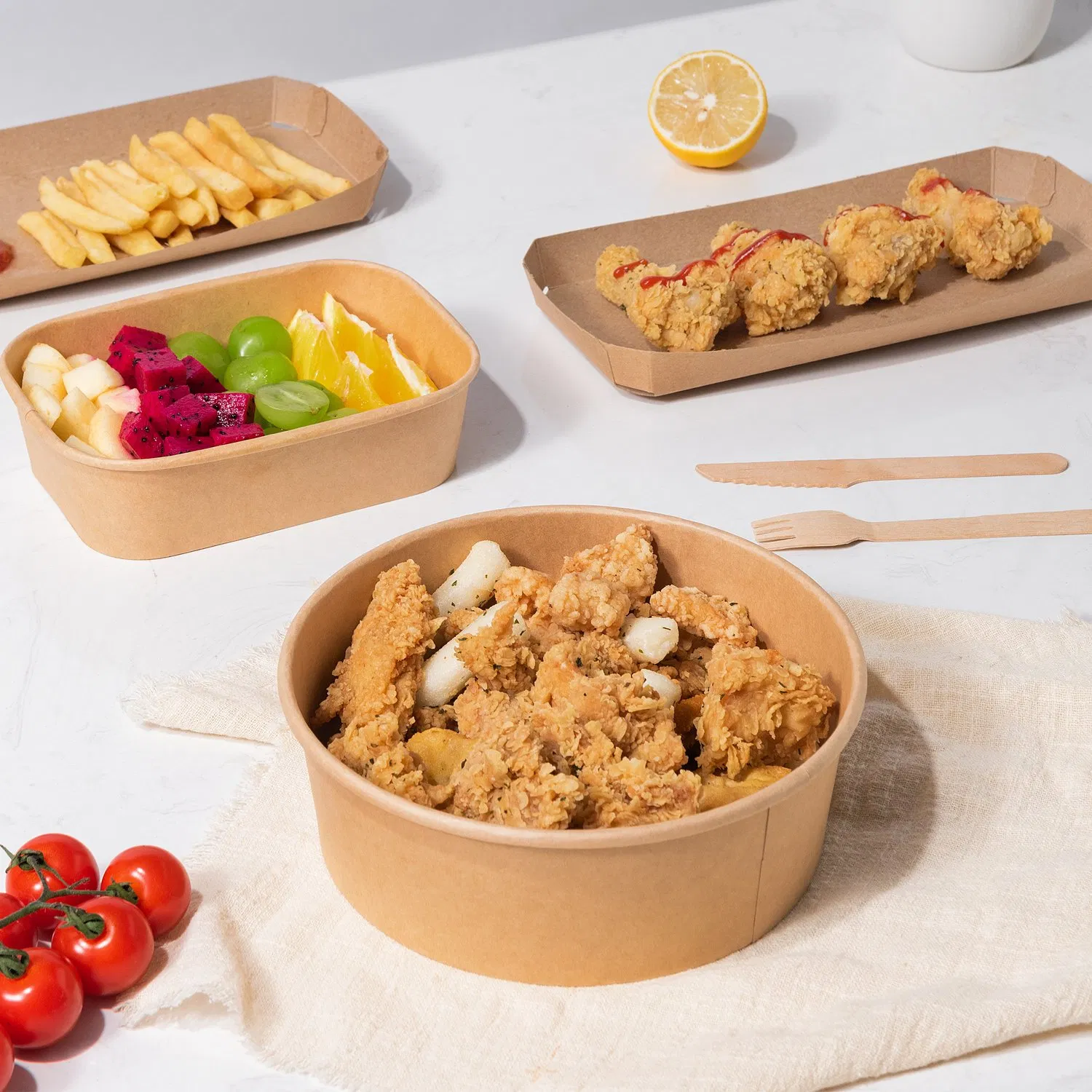 Disposable Paper Food Bowl with Lids Hot Selling