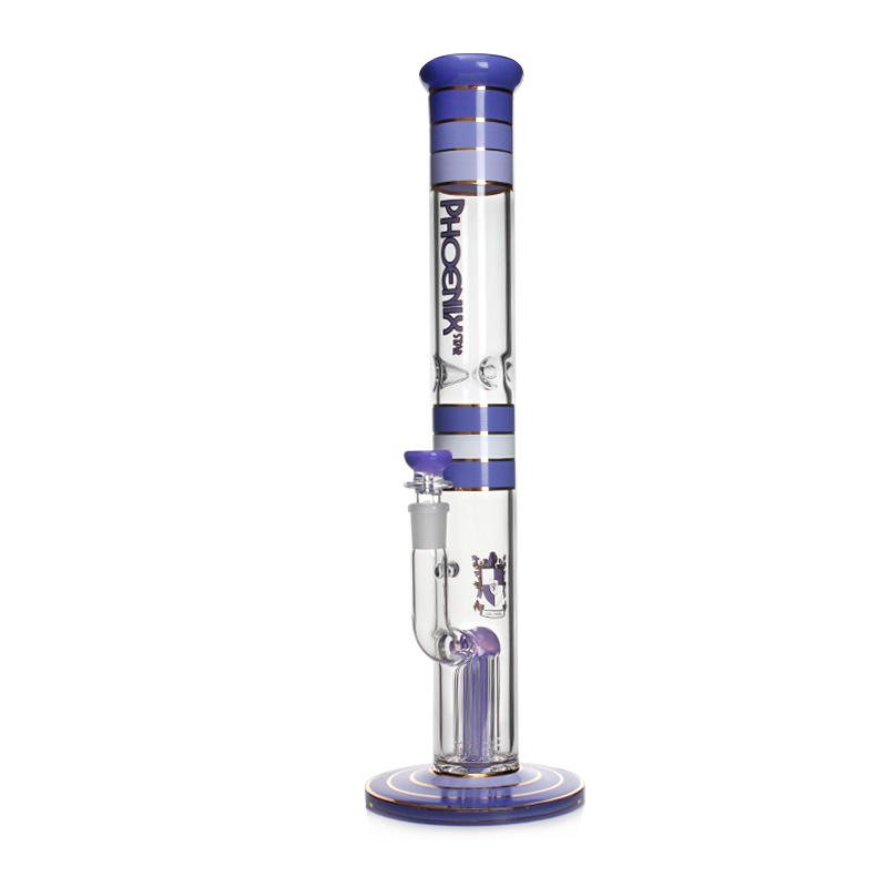 High Quality Phoenixstar Glass Wholesale 17.5 Inches Big Tall Heavy Straight Tube Hookah Herb Smoking Water Pipe with 8 Arm Tree Perc