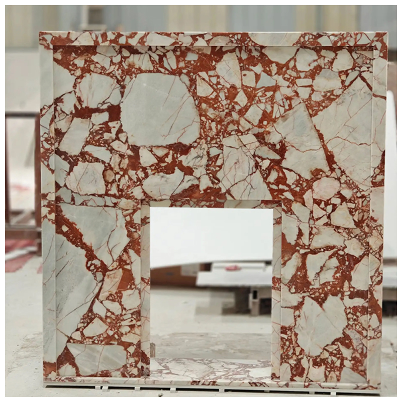 Breccia Rossa Red Marble Fireplace Surround
