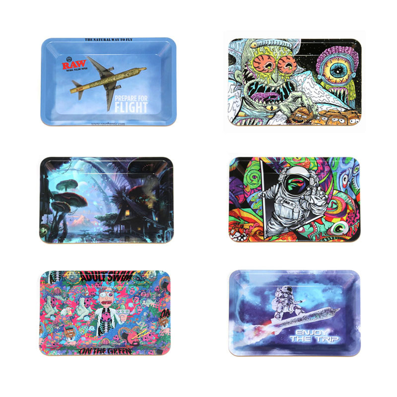 180*125mm Multiple Styles Tinplate Rolling Tray Small Cigarette Tray Metal Tray