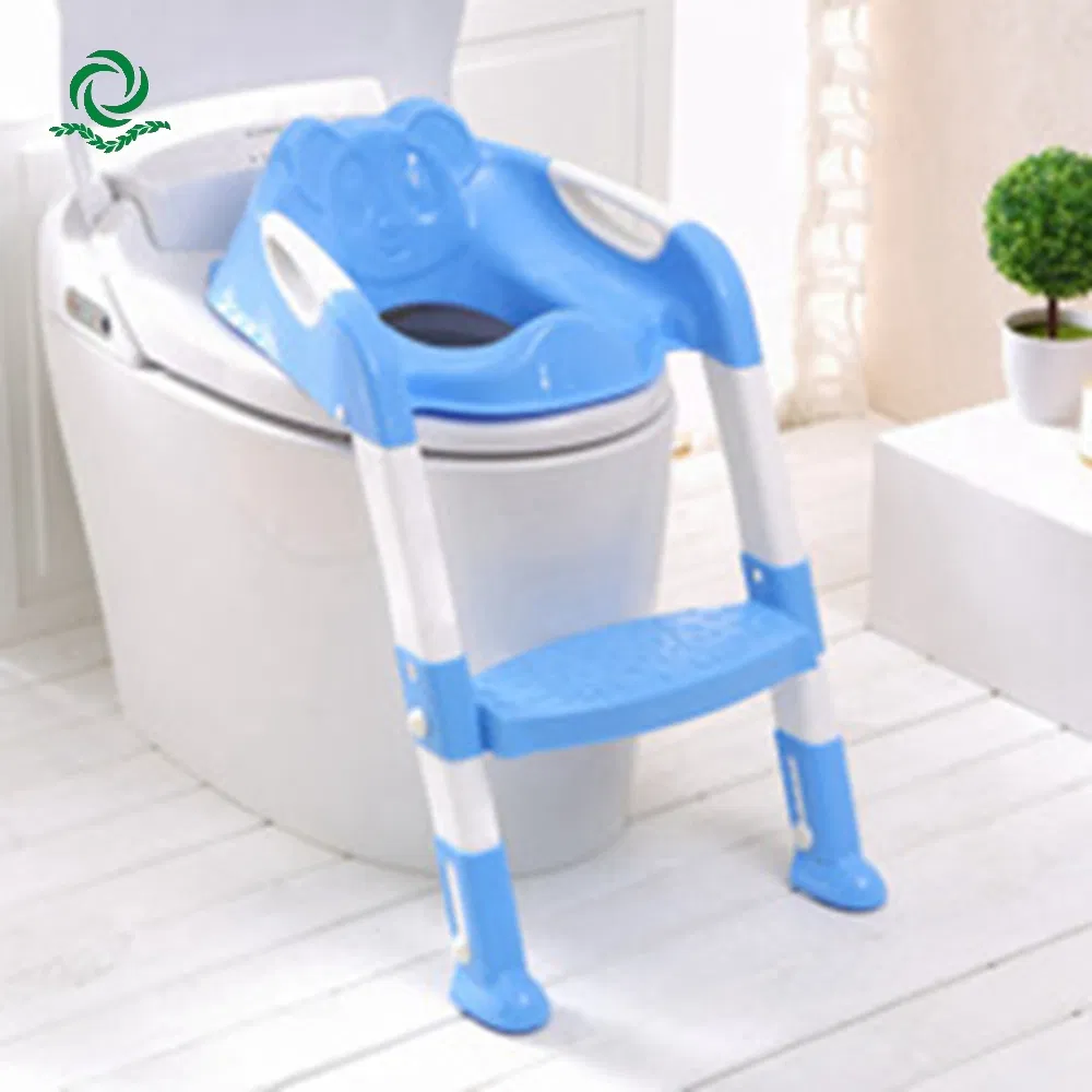 Patented Cute Cartoon Plastic Foldable Travlel Adjustable Baby Toilet Washroom Training Potty Chair Ladder for Girl Boy