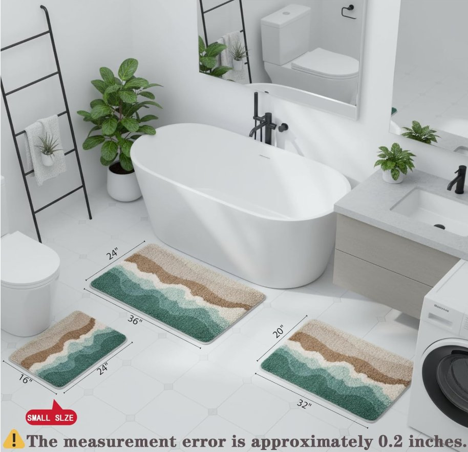 Microfiber Bathroom Rugs Absorbent Soft Shaggy Carpet Floor Mats