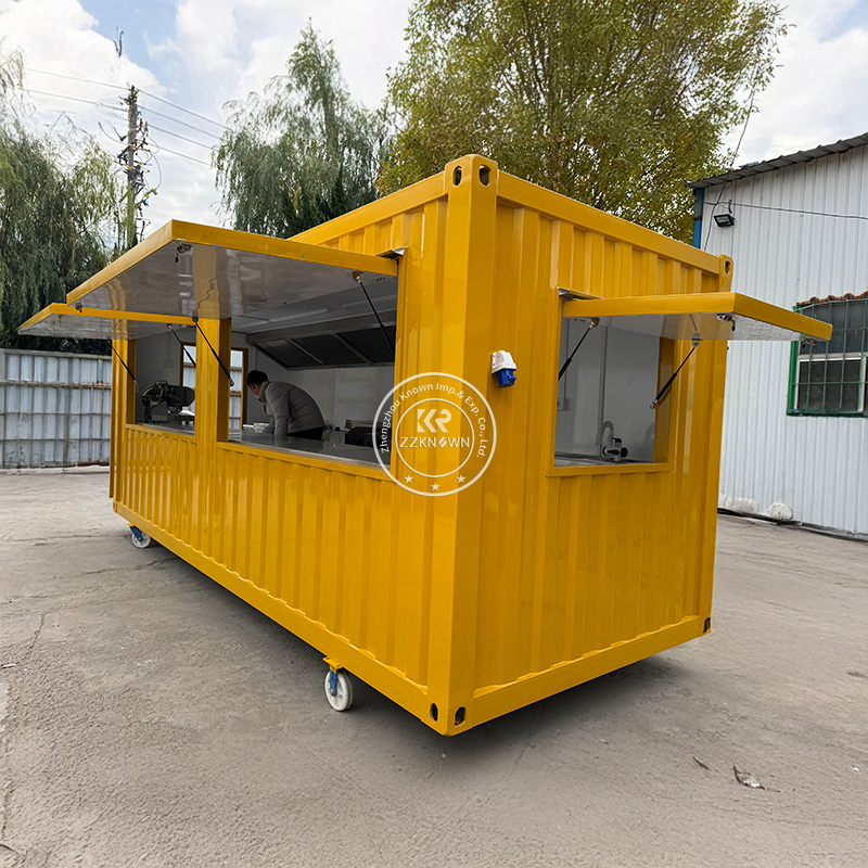 Container BBQ Restaurant Bar Fast Food Pizza Trailer Mobile 20FT 40FT Commercial Container Kitchen for Sale
