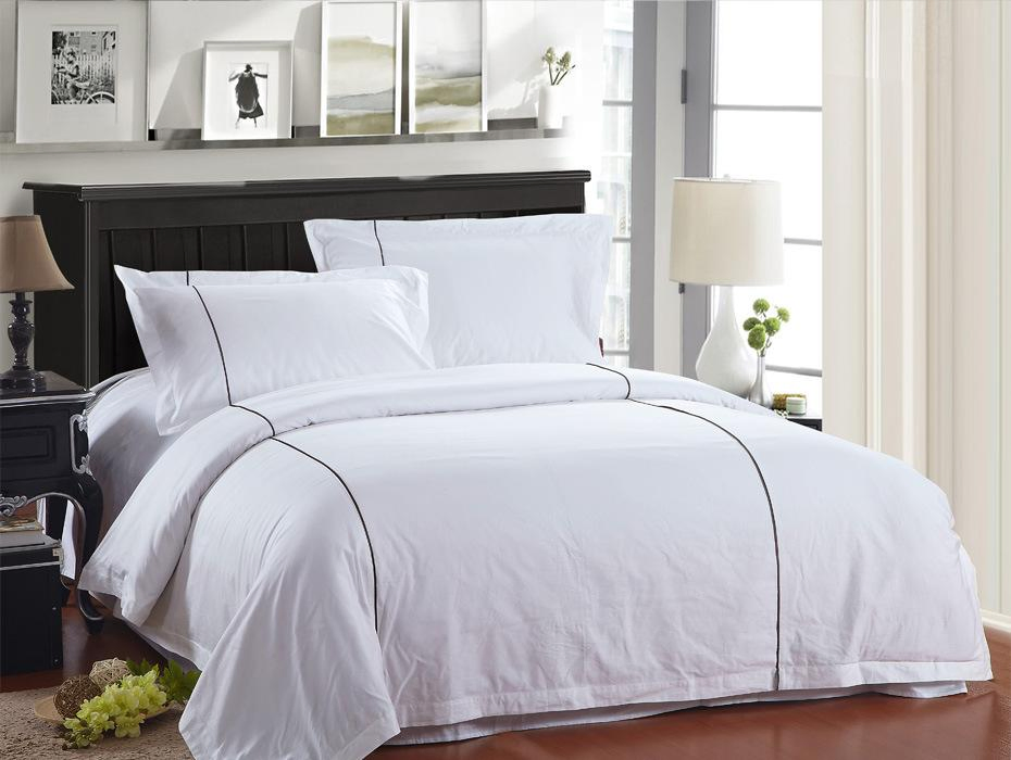 Wholesale OEM 5 Star Hotel Luxury Bedding Set Colored Embroidery 100%Cotton Sheet Hotel Bed Linen