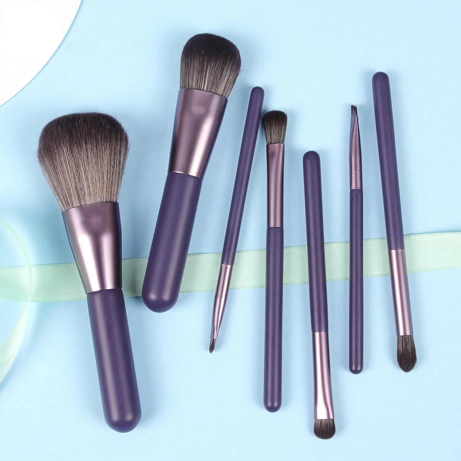 Private Label Wholesale 7PCS Premium Synthetic Vegan Brush Manufacturer Powder Concealers Eye Shadows OEM Makeup Brush Set