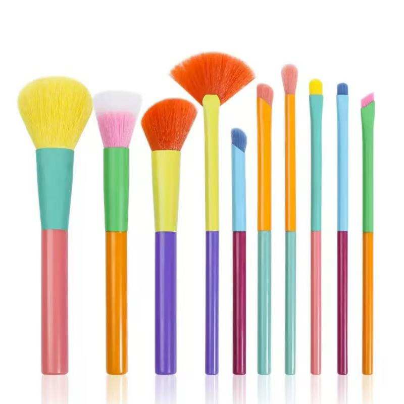 New Colour Series Beginner Soft Hair Loose Powder 10PCS Makeup Brushes Set