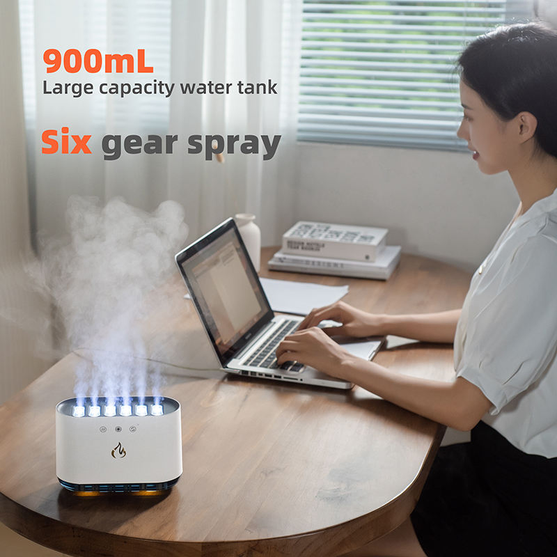 Colorful USB Rainbow Flame Humidifier with Smart Lighting Features