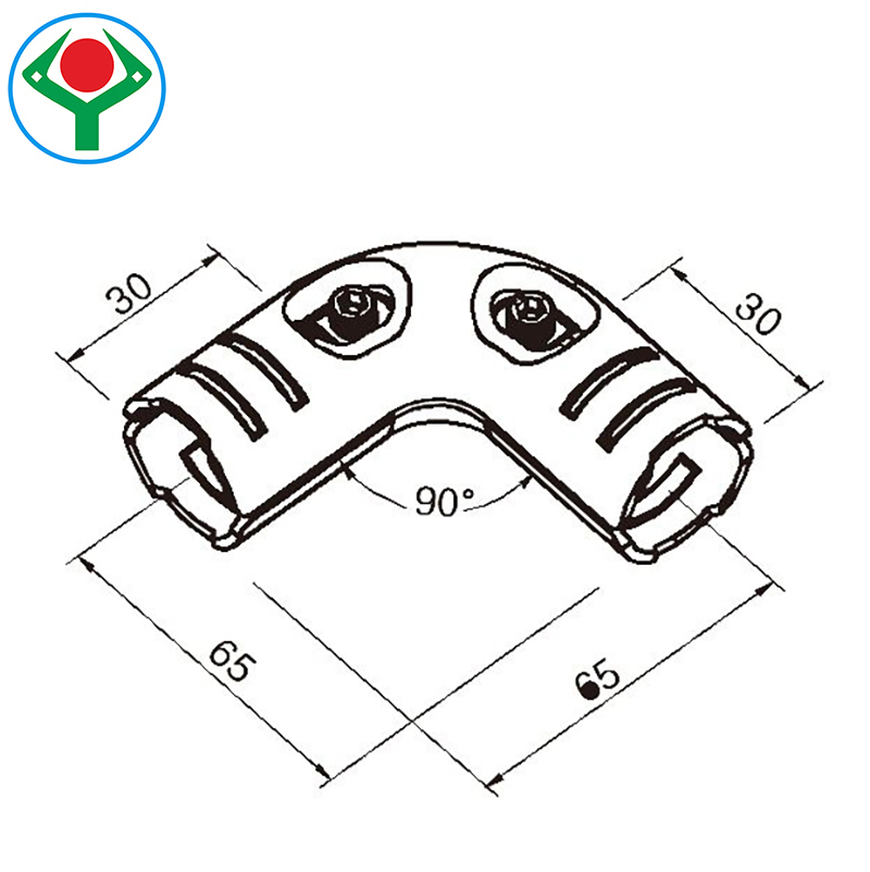 Ys-16 High Strength Round Corner Connector Round Angle Joint Set for Ergonomic Cart Handles