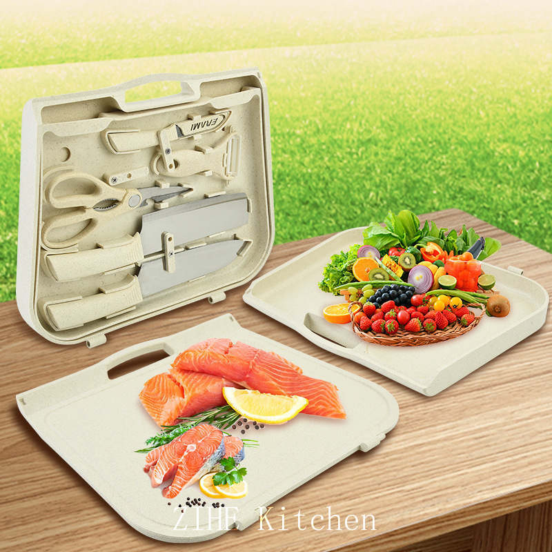Outdoor Picnic Knife Set Multi-Functional Chopping Board Carrying Case Zihe Kitchen