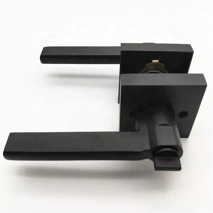 Modern Luxury Oil Rubbed Bronze Zinc Alloy Square Rosette Locks Handle Door Lever Door Handle Set Locks for Bathroom Bedroom