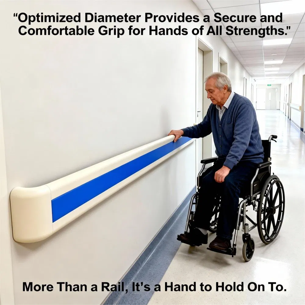 Hospital Handrail Mounted on Wall for Medical Facility Hallway and Corridor