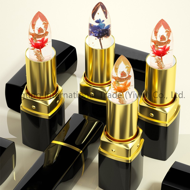 Color-Changing Crystal Jelly Romantic Flower Infused Transparent Long Lasting Temperature for Personalized Shade Lipstick
