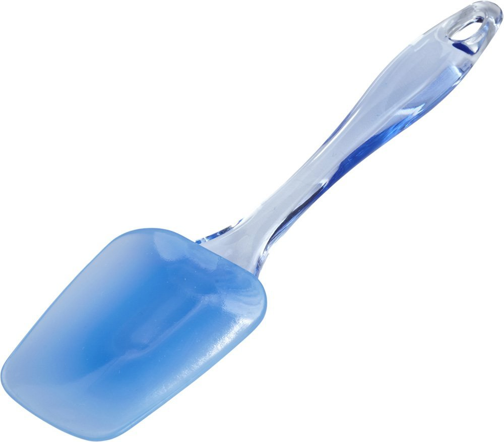 Flex 3-Pieces Square Pyrex Nonstick Heat Resistant Blue Scraper Set Silicone Spatulas Crystal-Like Plastic Handles with Different Shapes Mixing Spatula