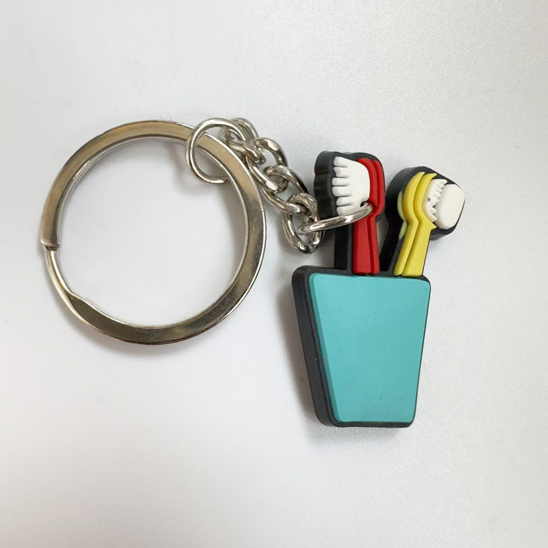 Dental Gift Cute PVC Tooth Shape Keyring Dentist Cartoon Keychain