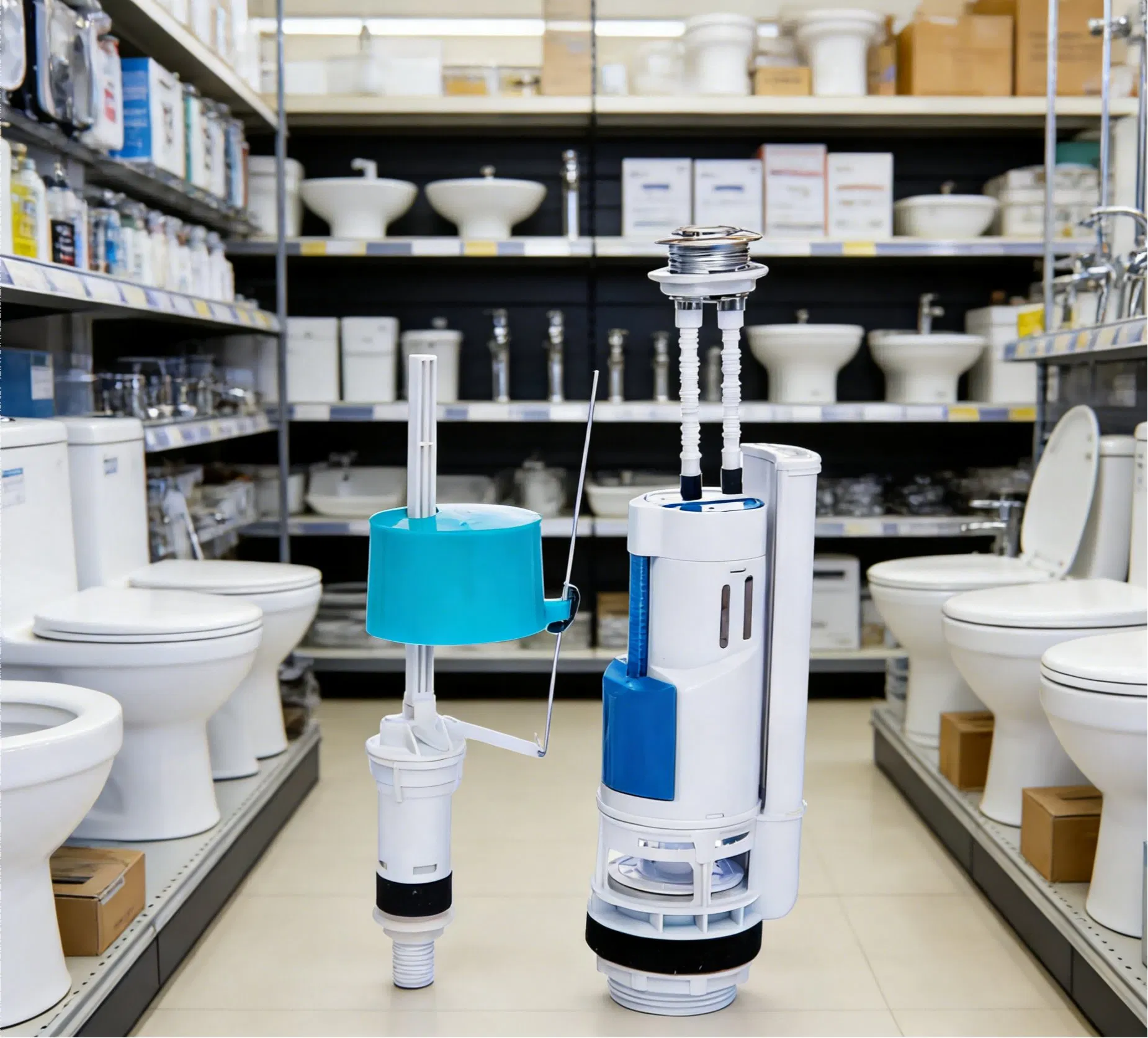 Durable Bathroom Fitting Plastic Cistern Flush Mechanism -- Toilet Water Tank Flushing Device