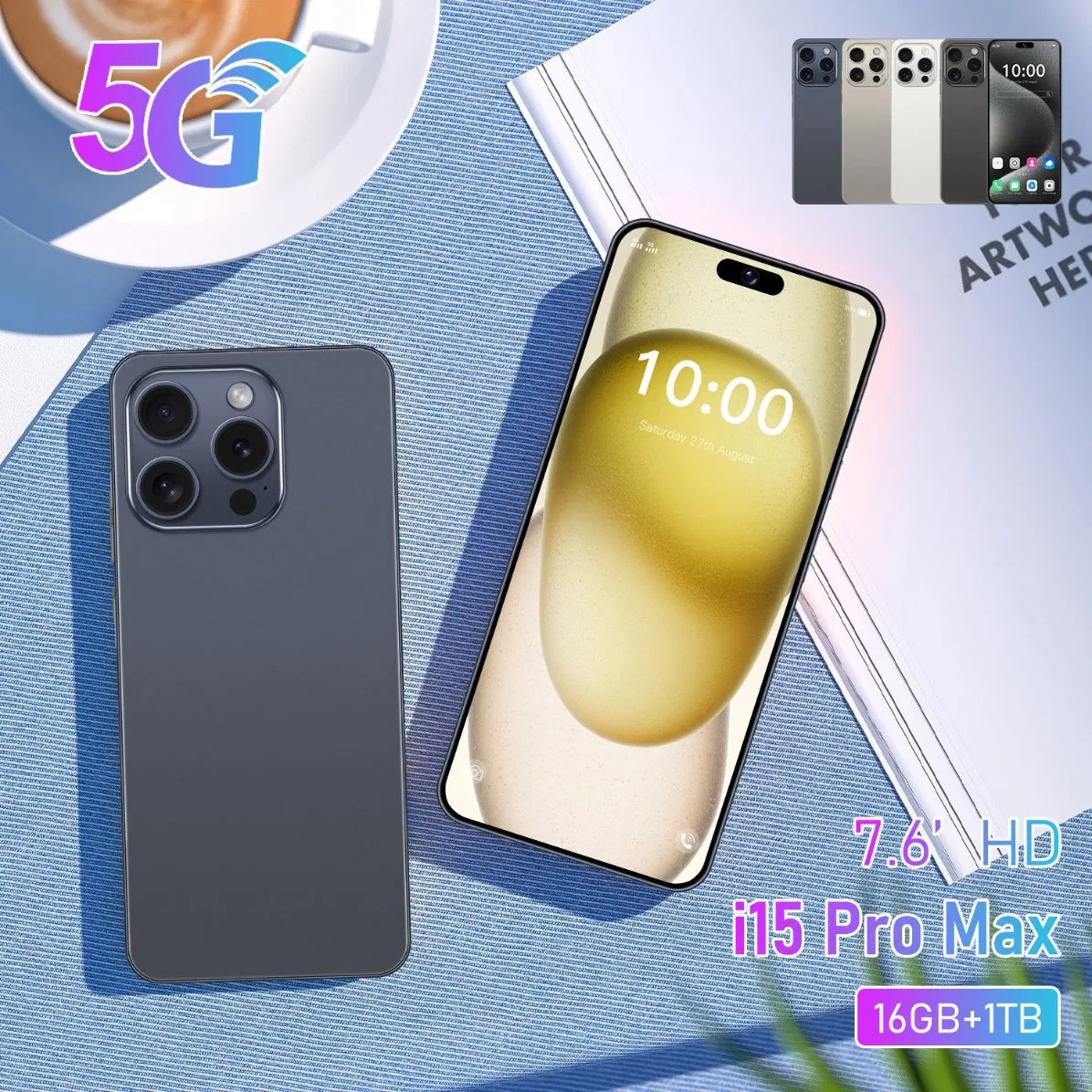 Смартфон I15 PRO Max 7.6 дюймов Android 14, 5G