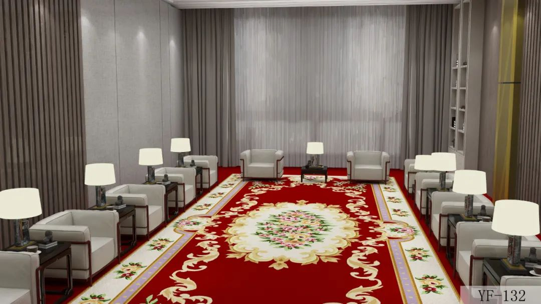 Wholesale Modern Design Luxury Red Hotel Axminster Wall to Wall Floor Red Carpet for Reception Room