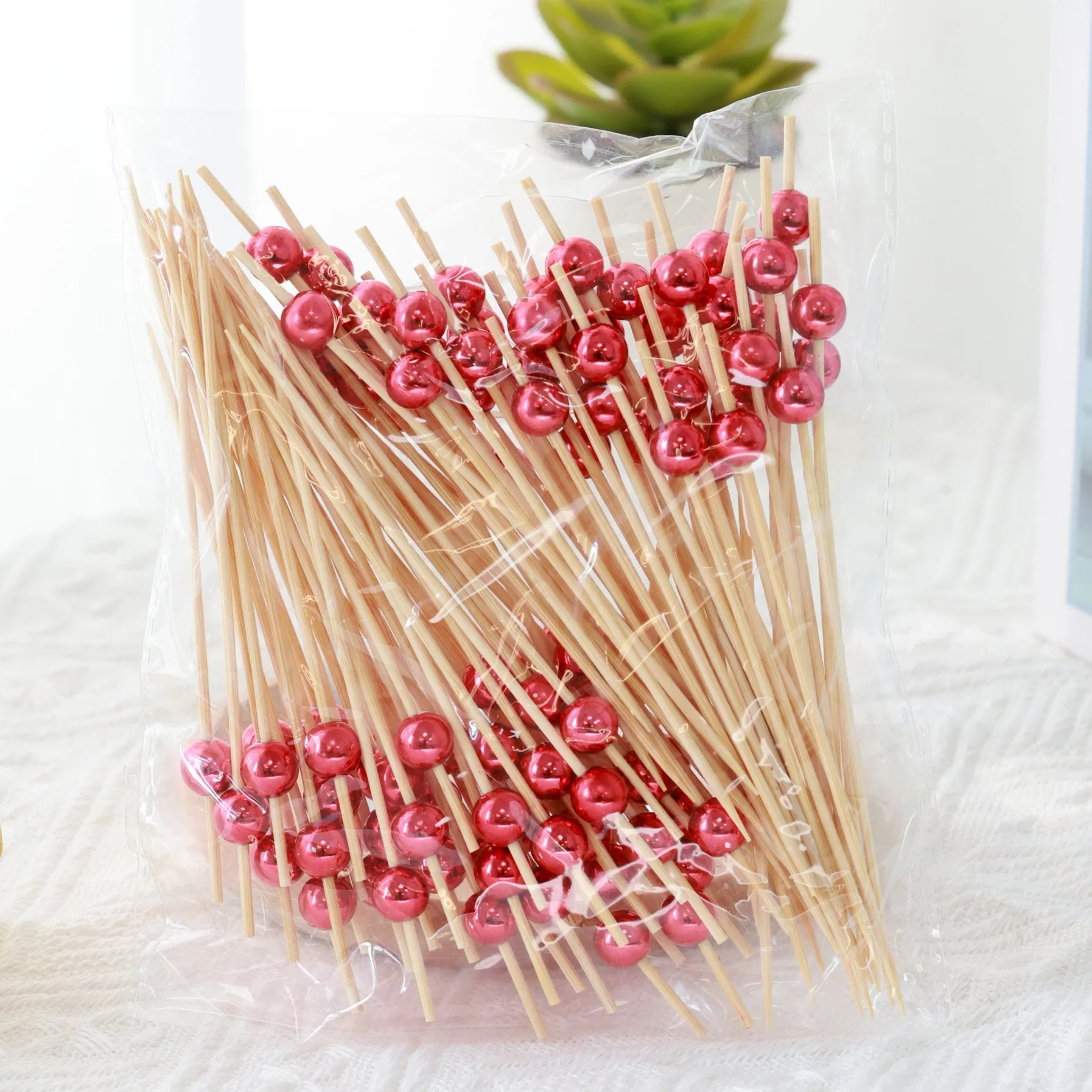 Wholesale 100PCS/Bag 12cm Bamboo Sticks Colorful Ball Fruit Cake Snack Bamboo Sticks for BBQ Tools