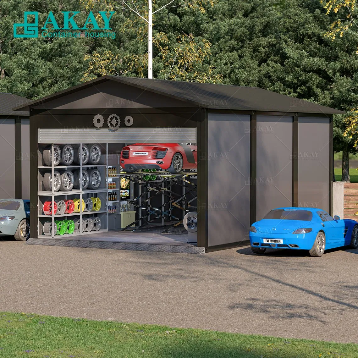 Hot Sales Light Steel Frame 20FT Prefab Container House Garage Prefabricated-Building