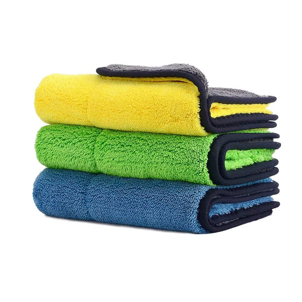 Factory Directly Wholesale Thicken 800GSM 1200 GSM Double Layers Microfiber Towel Quick Dry High Water Absorption Car Wash Cleaning Towel Free Sample