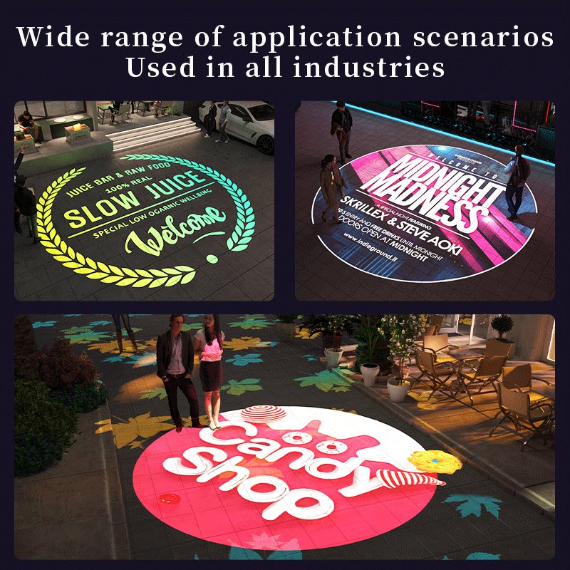 Free Custom Logo Gobo Projector Advertising Lights 60W/100W/150W LED Sign Wall Projection Lamp Outdoor Waterproof IP67 HD&Bright