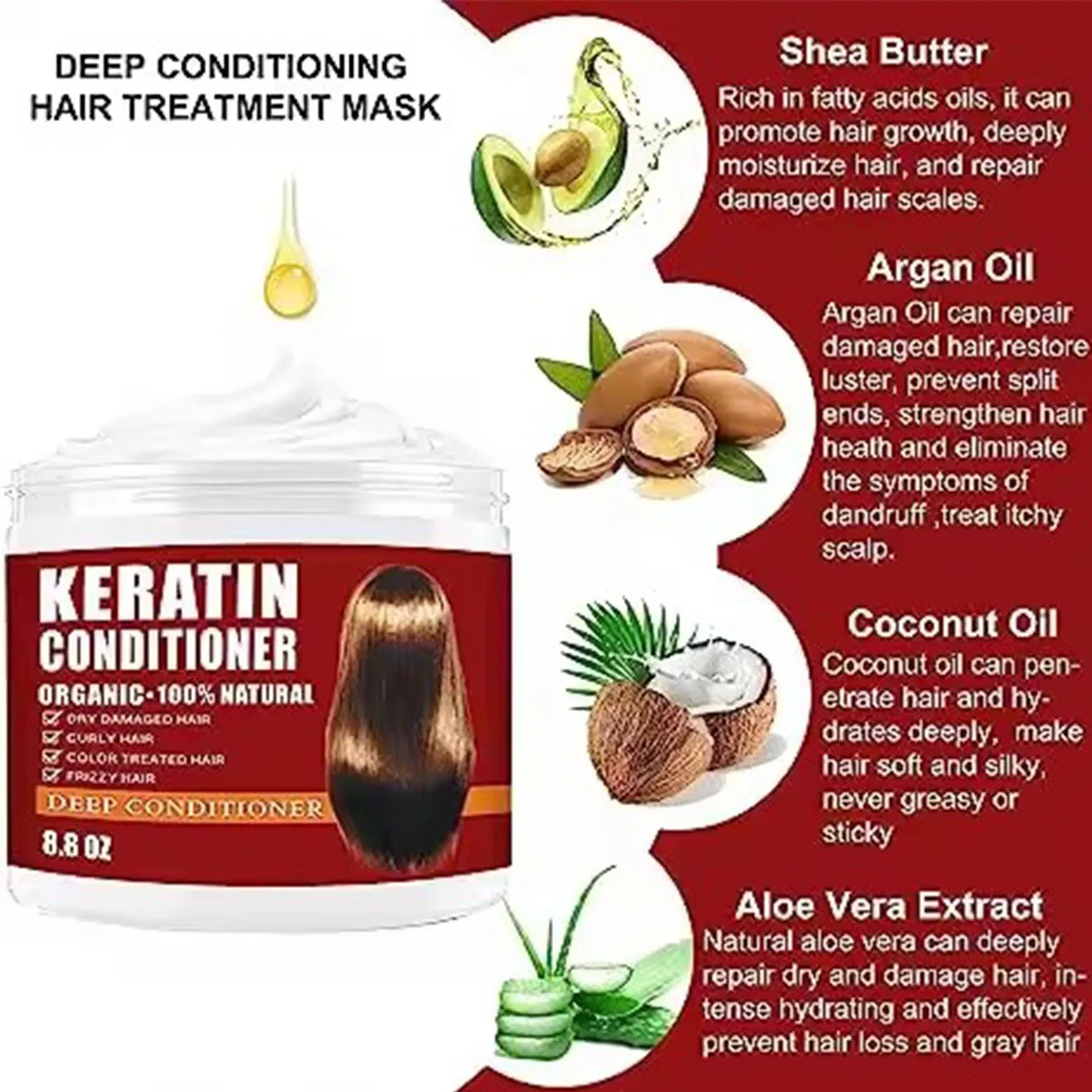 Private Label Hydrating Argan Oil Keratin Hair Mask