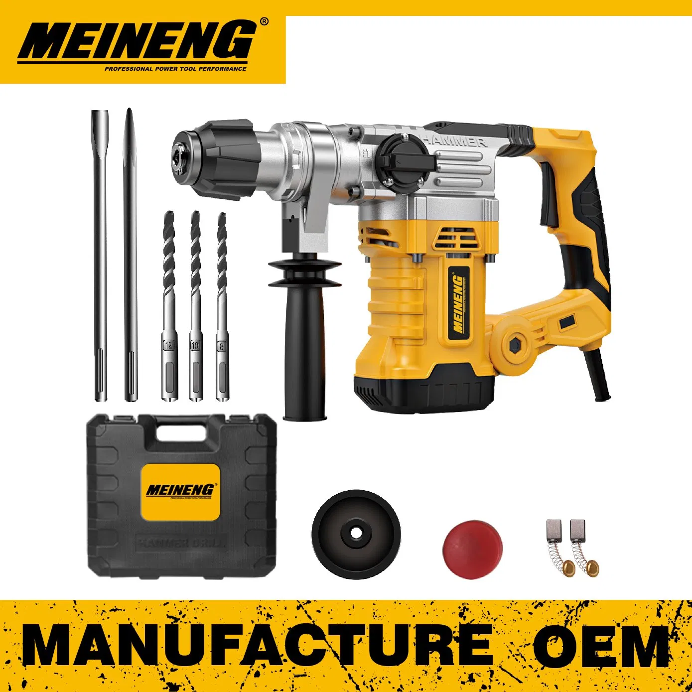 Versatile 3016 Rotary Hammer with Depth Adjustment for Precision Drilling