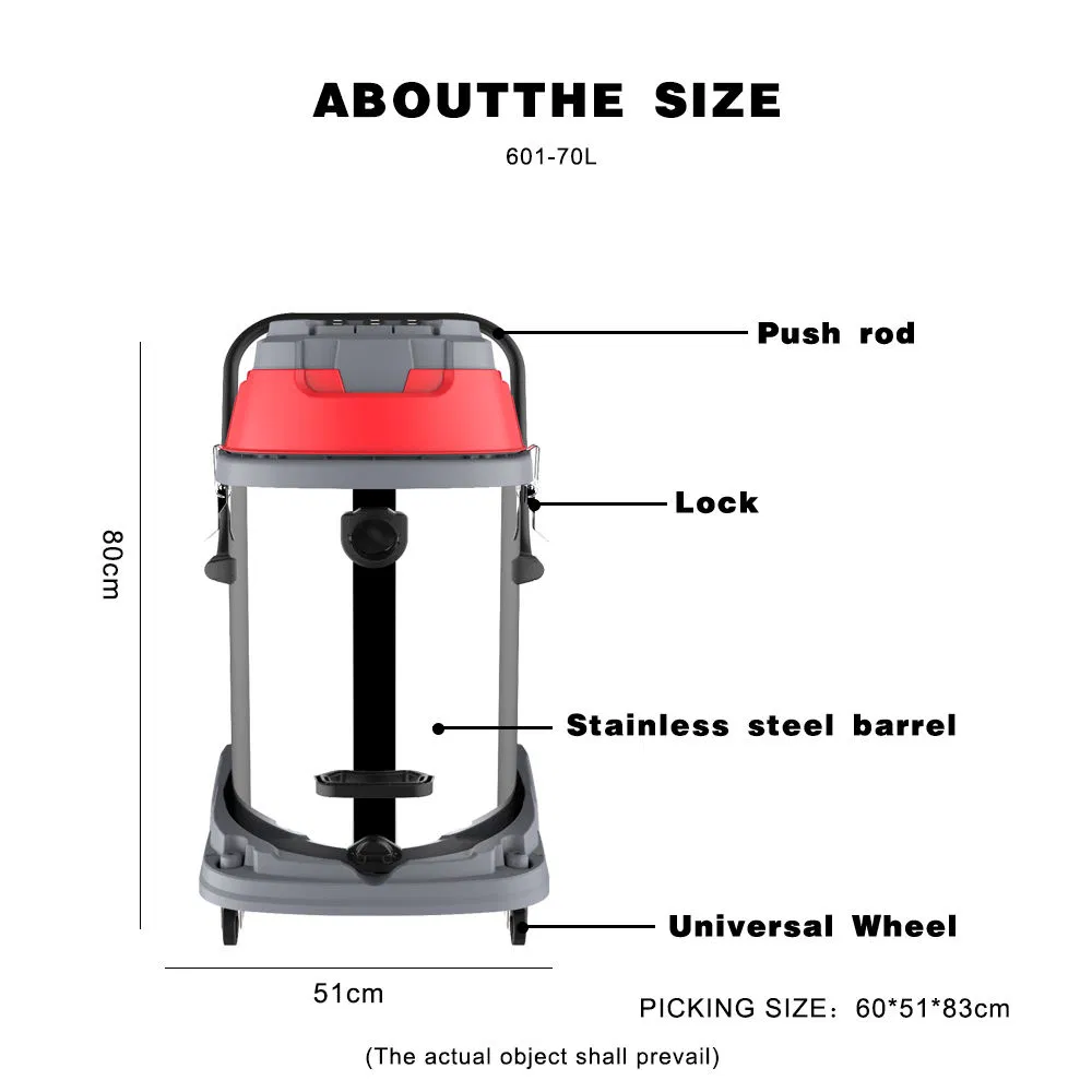 Industrial Clean Equipment 80L 3 Motors Industrial Heavy-Dust Vacuum Cleaner for Floor Cleaning