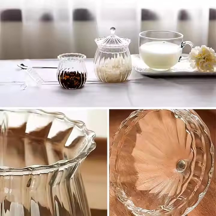 Стеклянная банка для конфет в полоску, 150/410 мл