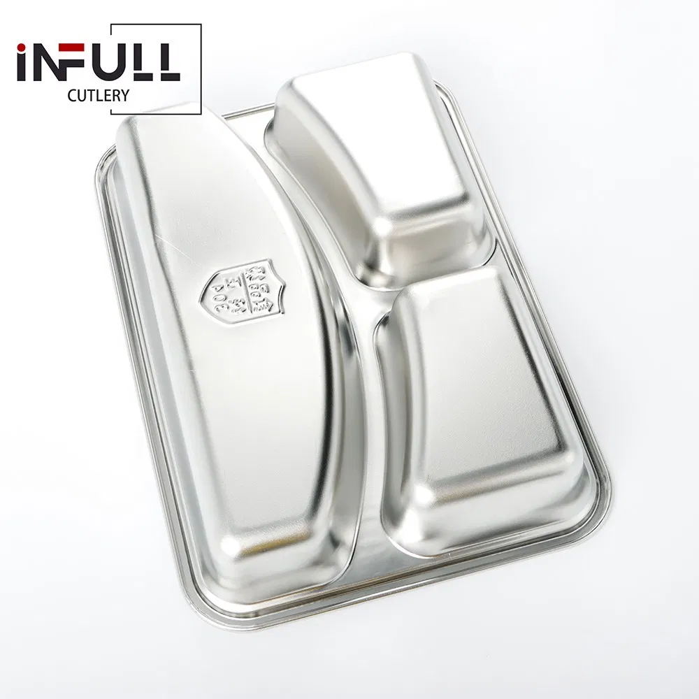 Stainless Steel Divided Plates 4 Sections Unbreakable Dinner Plates Divided Plates for Picky Eaters Lunch Camping