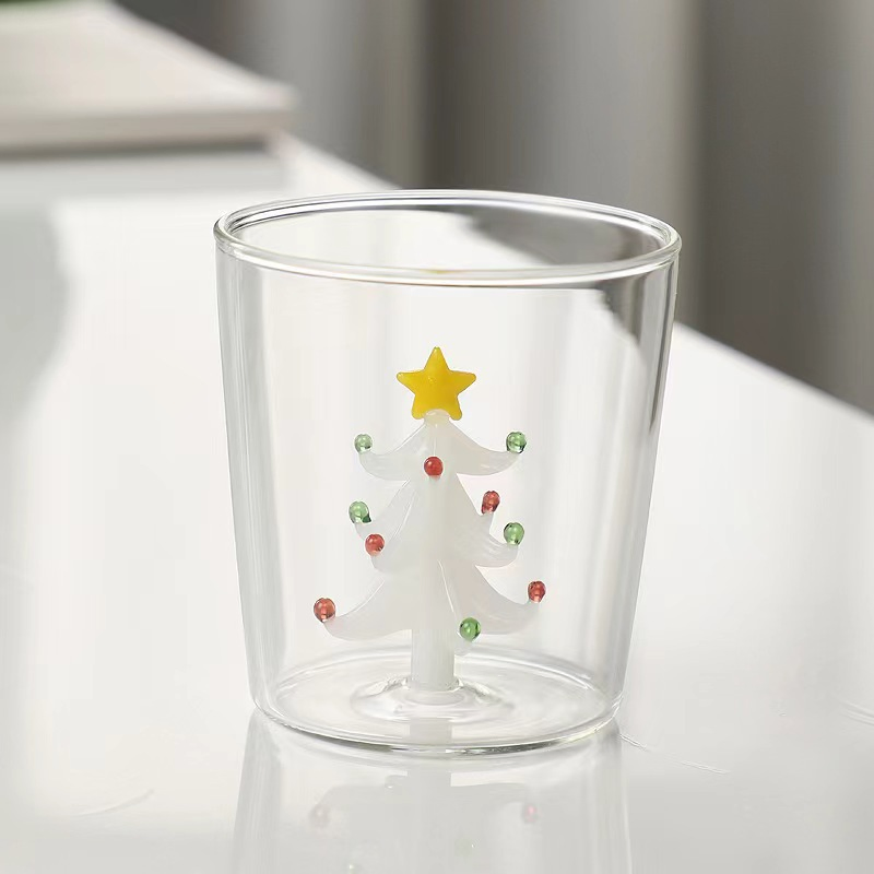 Creative Christmas Tree Shape Juice Glass for Milk Juice Wine