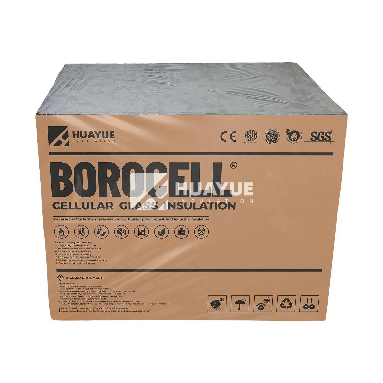 Cold Preservation Fireproof and Air Closed High Compressive Strength Foam Glass Board for Industrial Equipment