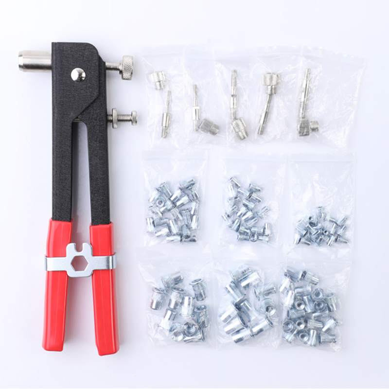 106 Piece Threaded Insert Rivet Kit Set M3-M8 Riveting Nuts Hand Riveter Gun Tool Set