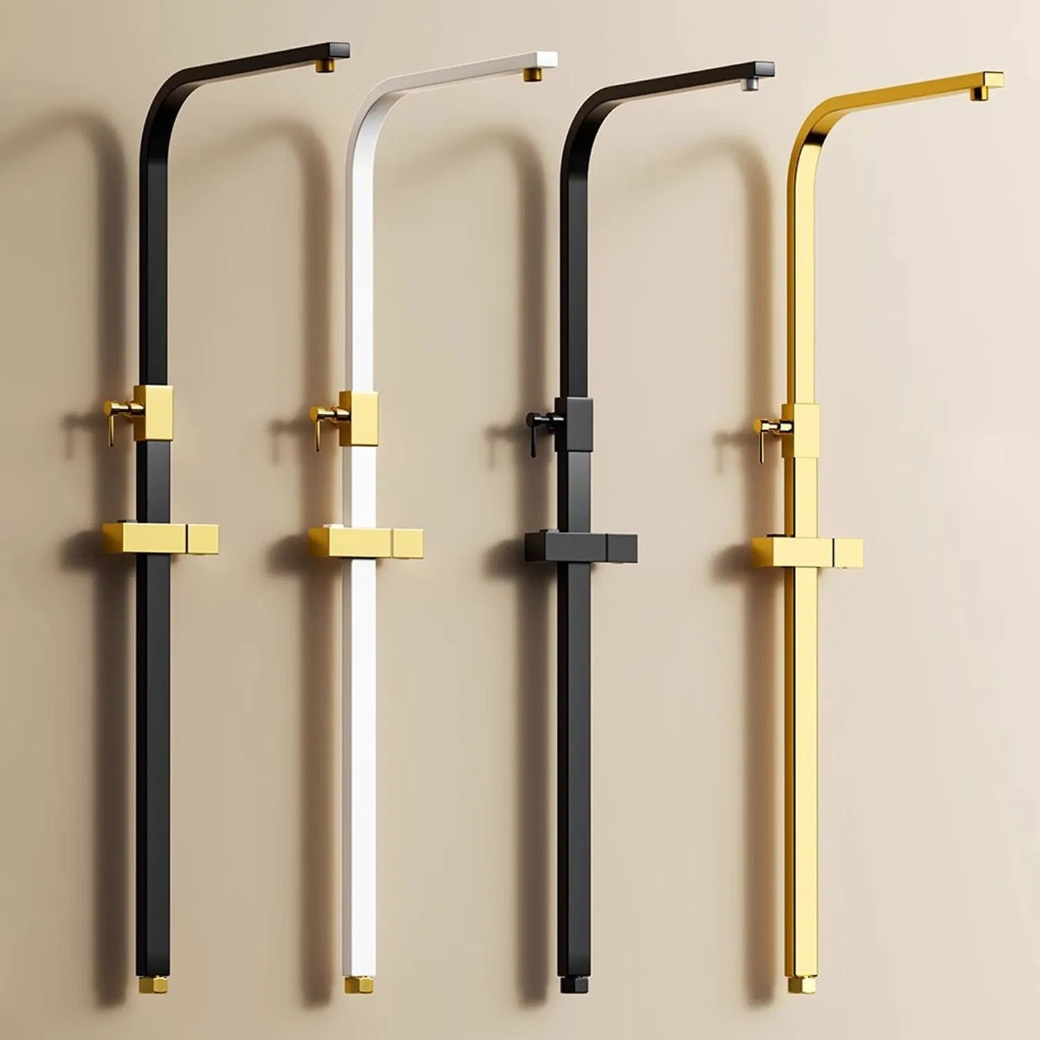 Bathroom Hand Held Shower Head Holder with Golden and Black Stainless Steel Shower Sliding Bar Set Rainfall Shower Slide Bar Combo