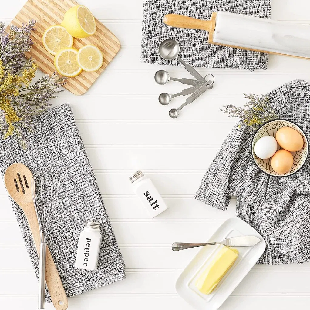 Dishtowel Set Kitchen Collection Absorbent Tonal Waffle 3 Piecestea Towels for Cleaning