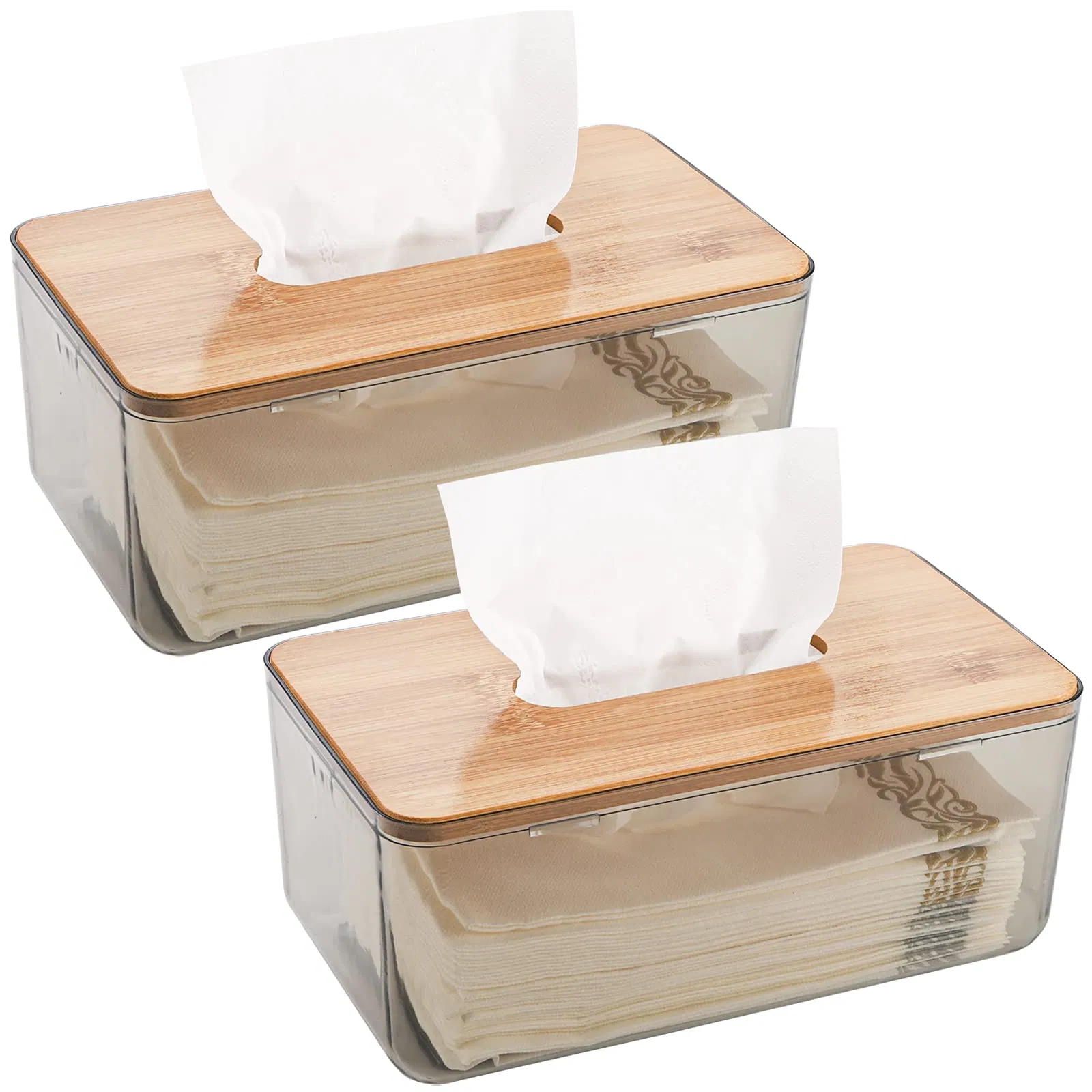 Bamboo Lid Tissue Box Facial Tissue Dispenser Box Paper Tissue Napkin Holder