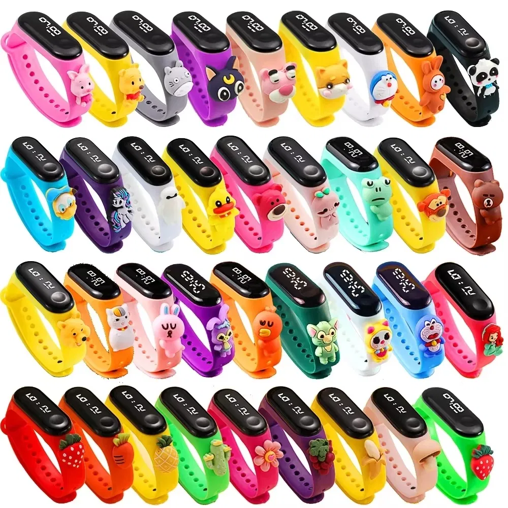 2026 Custom Logo Cartoon Touch Watch Animal Shape Silicone Retro Wrap Bracelet Kids Waterproof Digital LED Watch