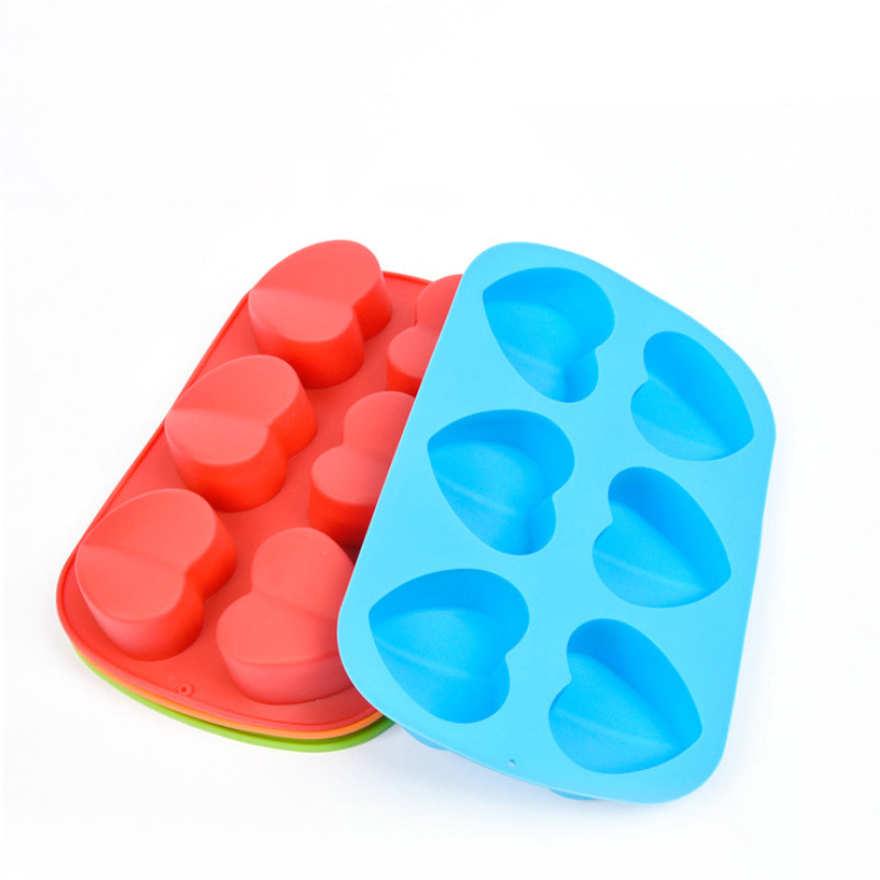 Molde De Silicona 6-Cavity Bakeware Love Heart Silicone Mold Chocolate Soap